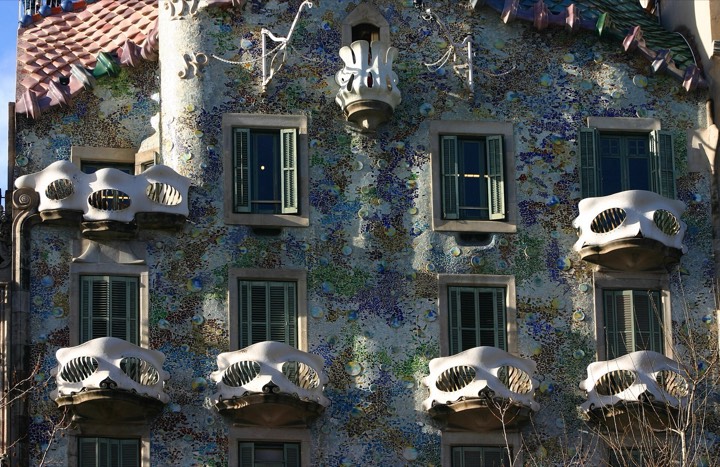 Dragon façade of Casa Batlló on Passeig de Gràcia
